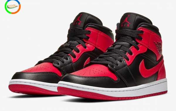 554724-074 Air Jordan 1 Mid “Bred” Basketball Shoes to release in August 2020