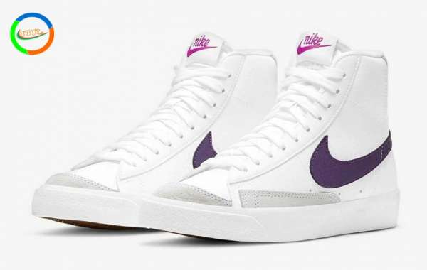DB9965-100 Nike Blazer Mid '77 White Eggplant shoes are available now
